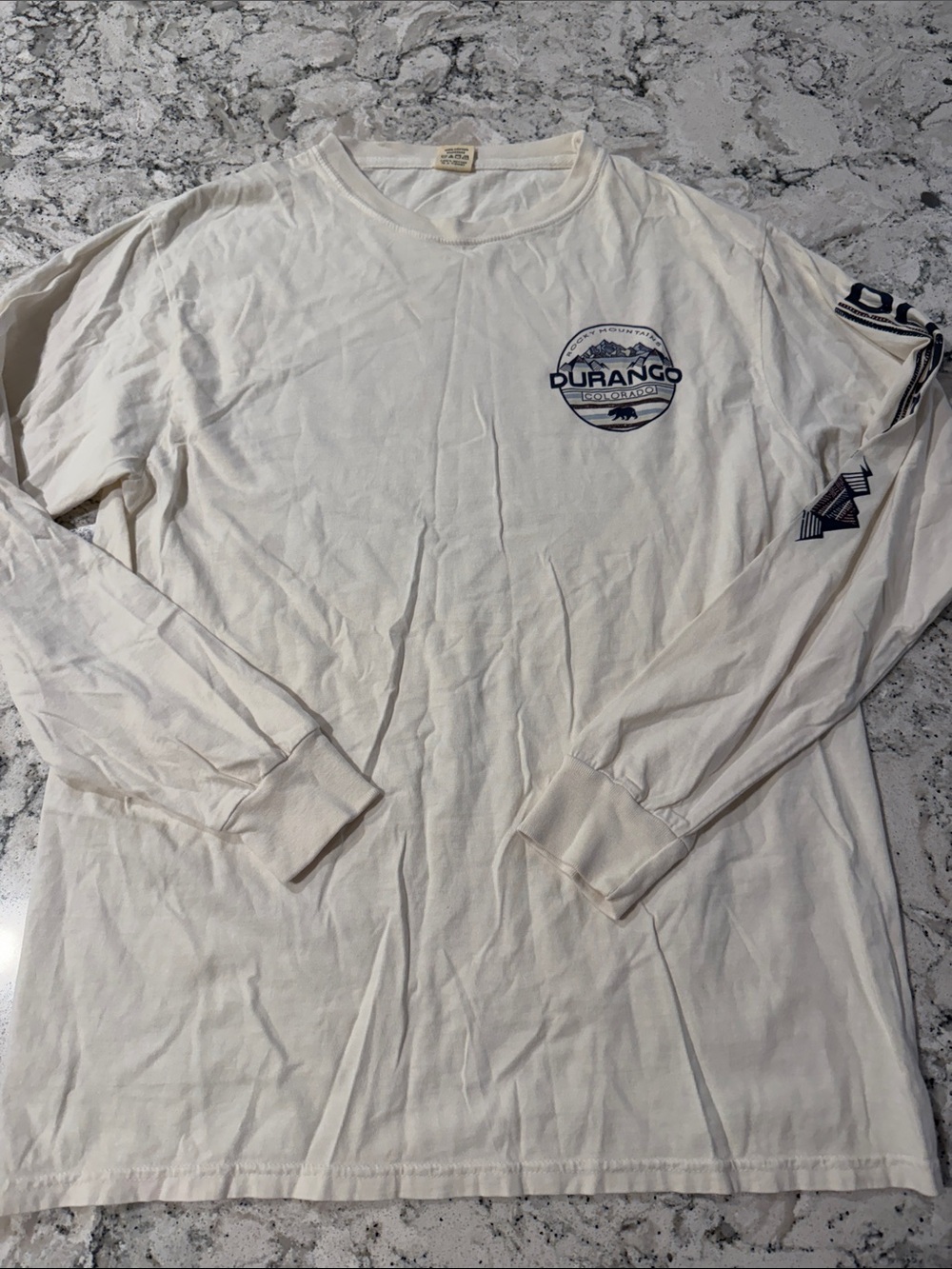 Durango Cream Long-Sleeve Tee with Navy Logo